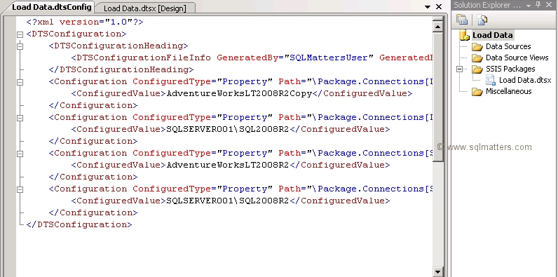 Formatted SSIS Configuration File